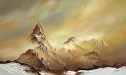 Mountainous Views by Philip Gray - Original Painting on Box Canvas sized 24x39 inches. Available from Whitewall Galleries
